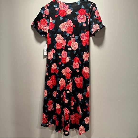 LulaRoe Carly Long/Midi Dress High Low Hem Stretchy Comfortable Bouquet Roses XS - Picture 10 of 12